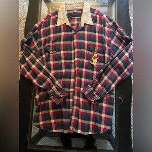 Disney Plaid Shirt Winnie the Pooh - Red, Blue, White with Contrast Cord Collar